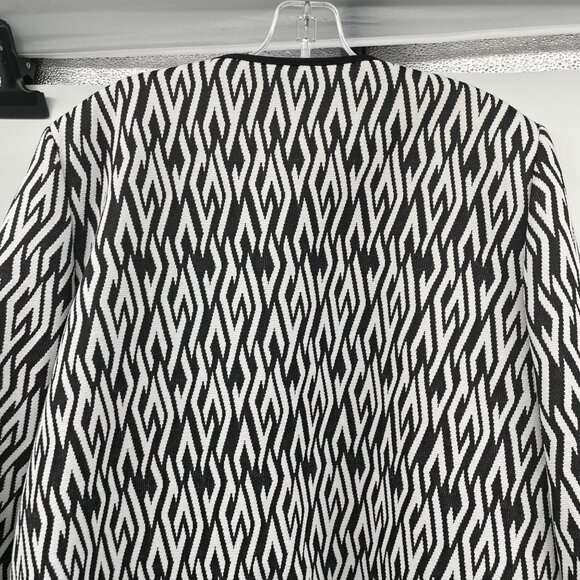 Kasper Womens Open Front Blazer Black/White Print Size 14 Lined - Picture 6 of 9